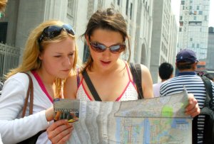 tourists seeking direction
