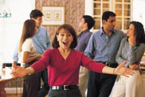 woman-welcoming-guests