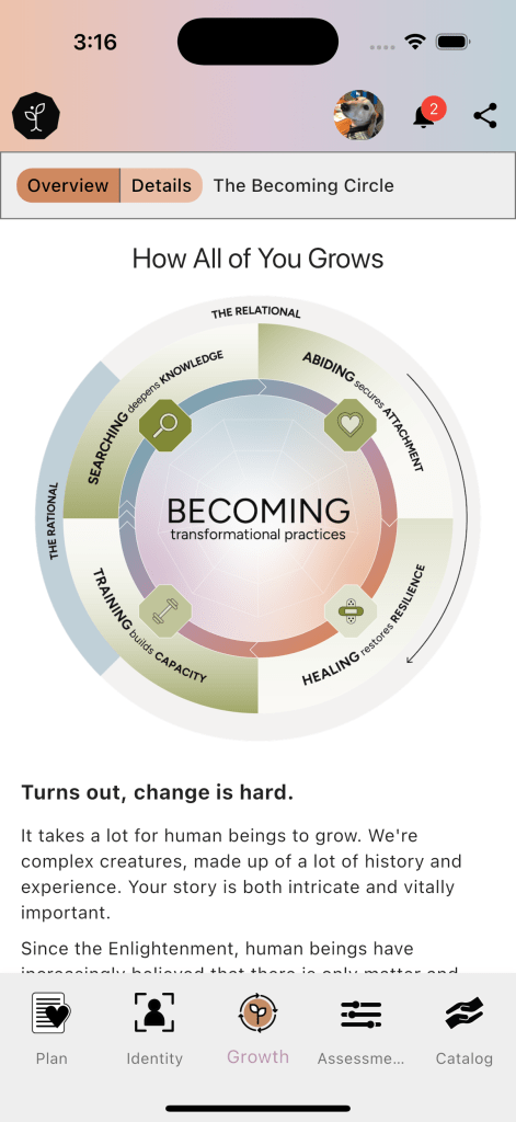 Found in Jesus app screen: the becoming circle